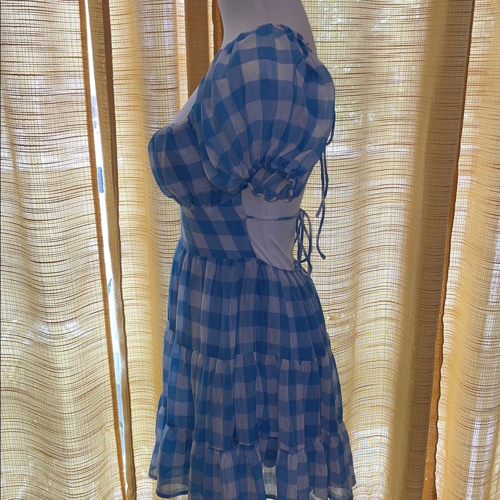 Princess Polly Blue and White Checkered Backless Dress - Picture 9 of 11